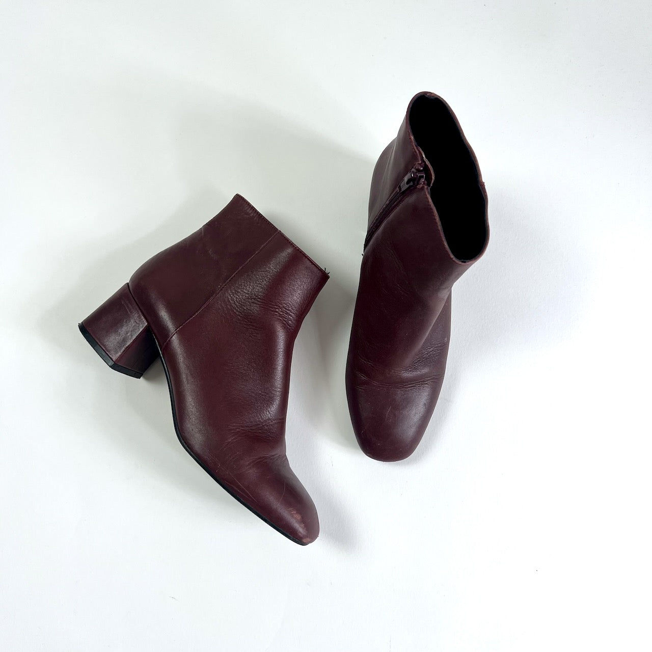 Cognac booties sale low heel