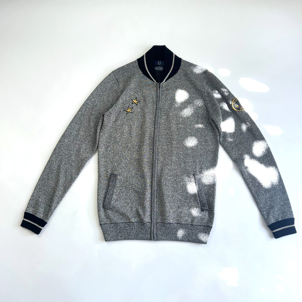 Bella Freud x Fred Perry metallic silver track jacket UK8