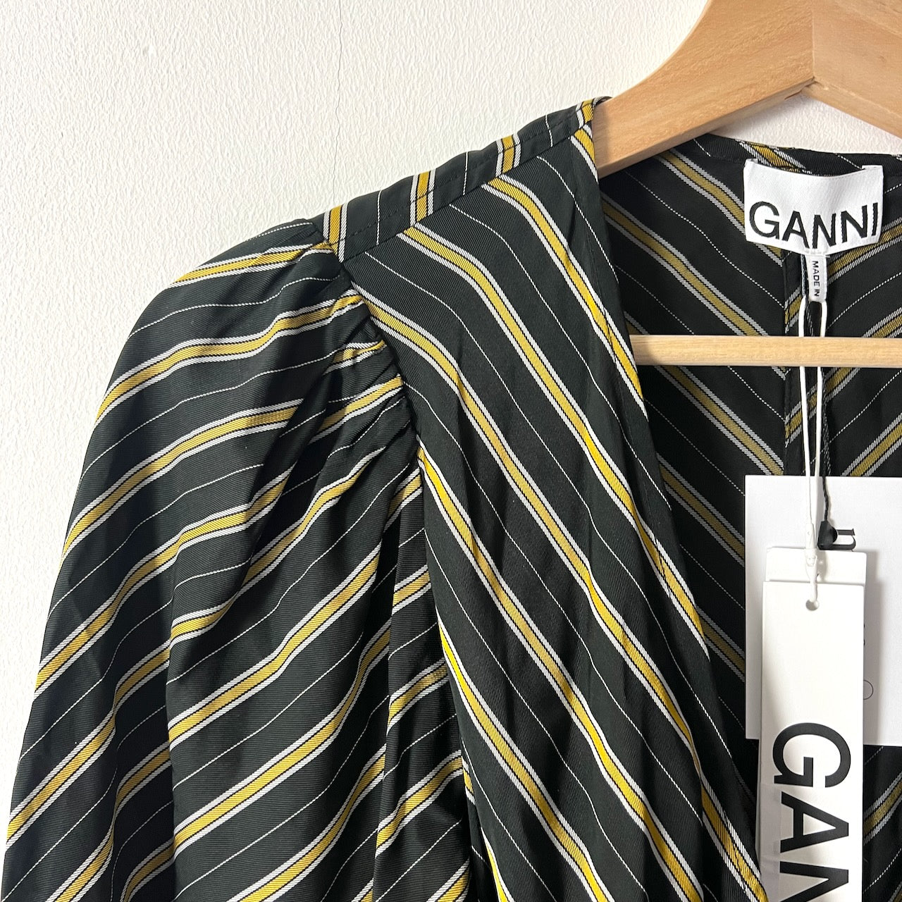 Ganni stripe wrap maxi dress 