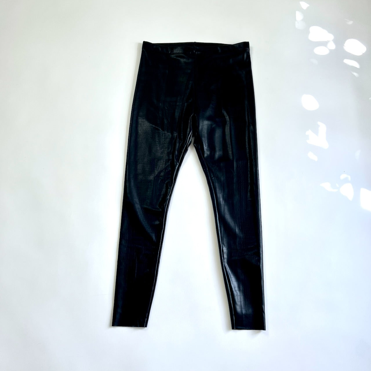 H&M vegan reptile embossed black leather leggings, new UK10 - UK12