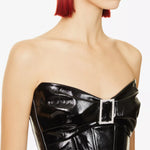 Rozie Corsets black laquer boned corset