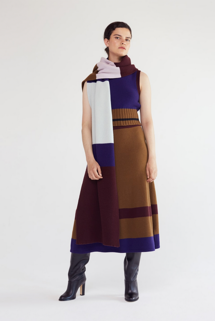 Chinti Parker x Collagerie colour block ribbed scarf