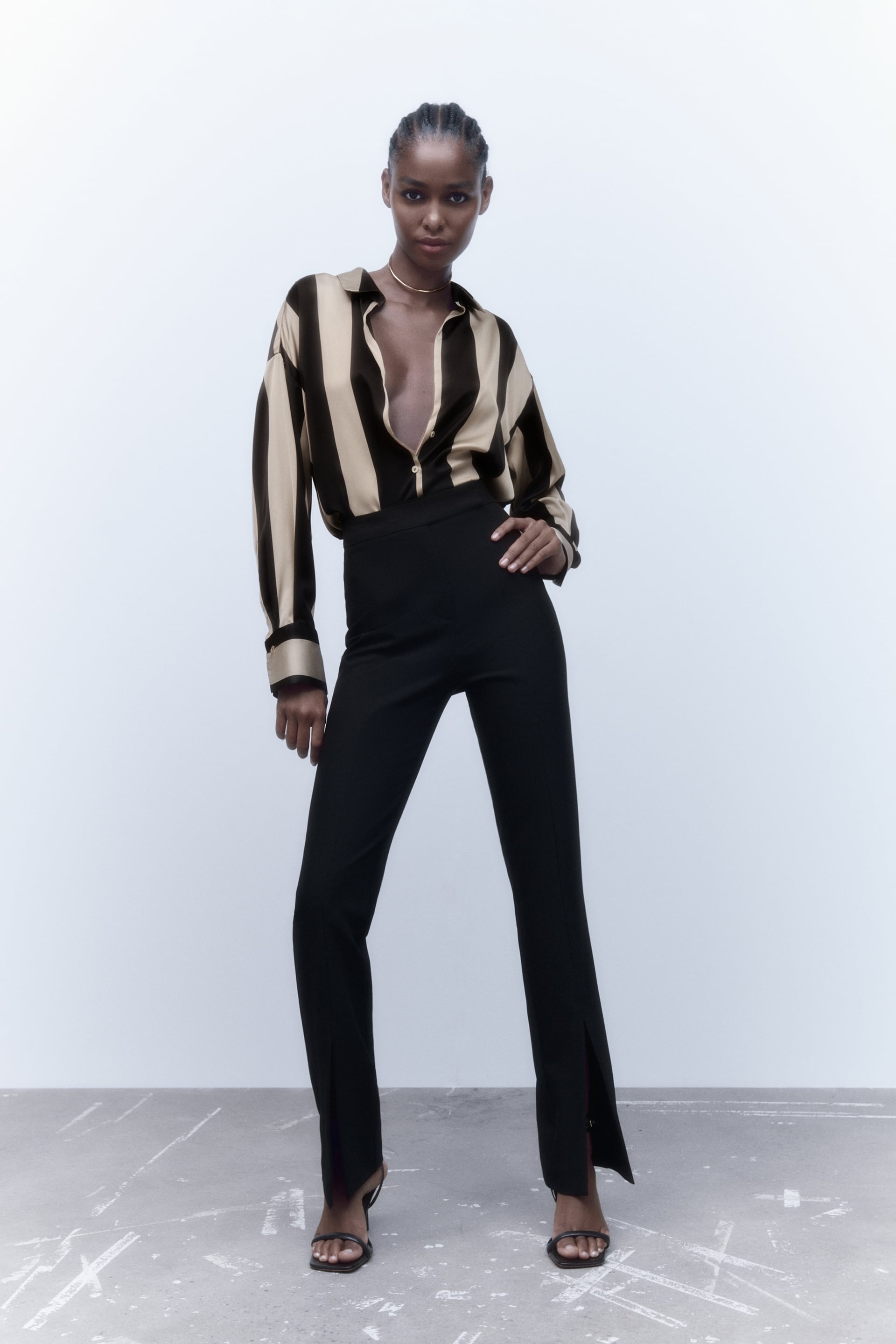 Zara striped satin shirt - current season – Manifesto Woman