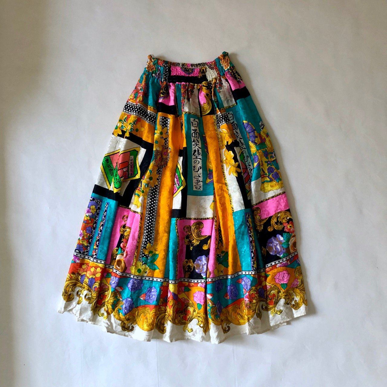 Silk midi hotsell skirt 80s