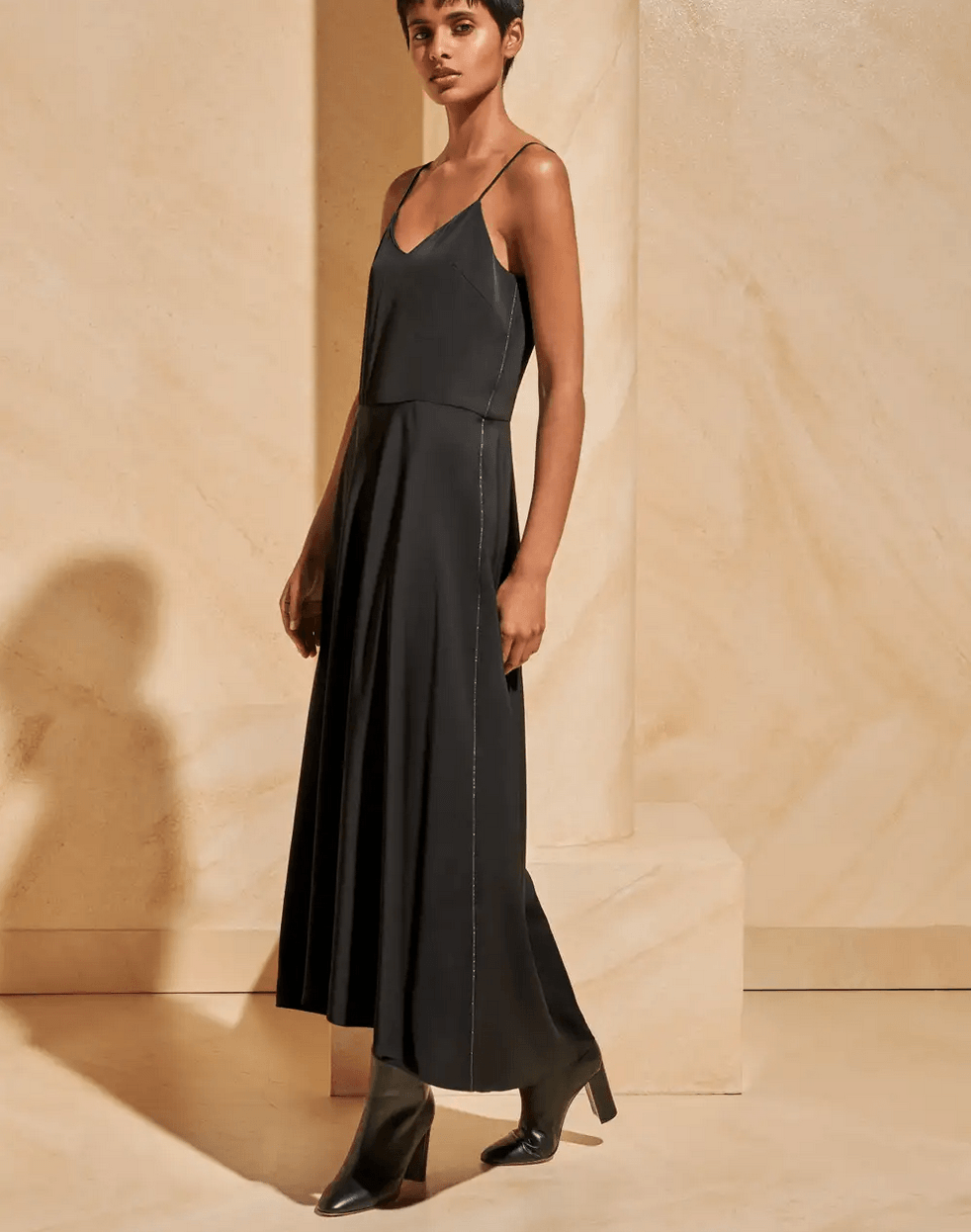 Black satin clearance camisole dress