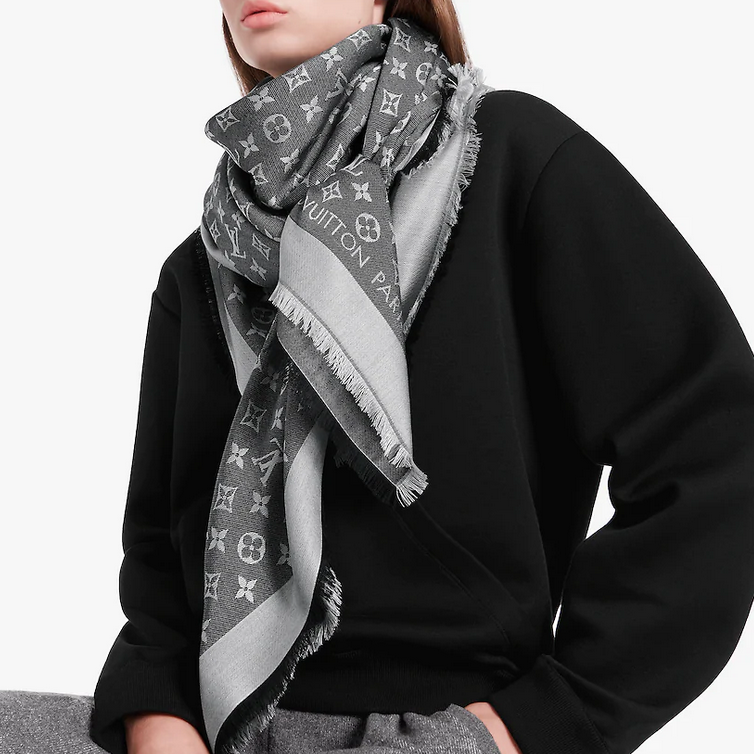 Louis Vuitton oversized grey wool silk blend shawl scarf – Manifesto Woman