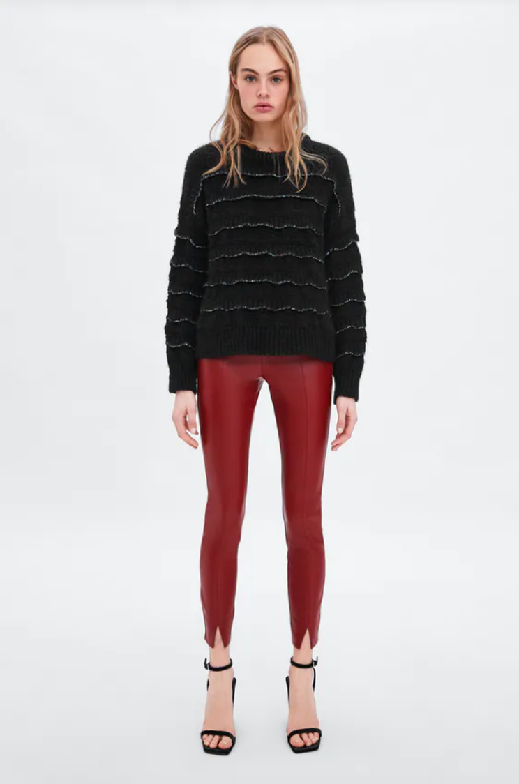 Red leather best sale leggings zara