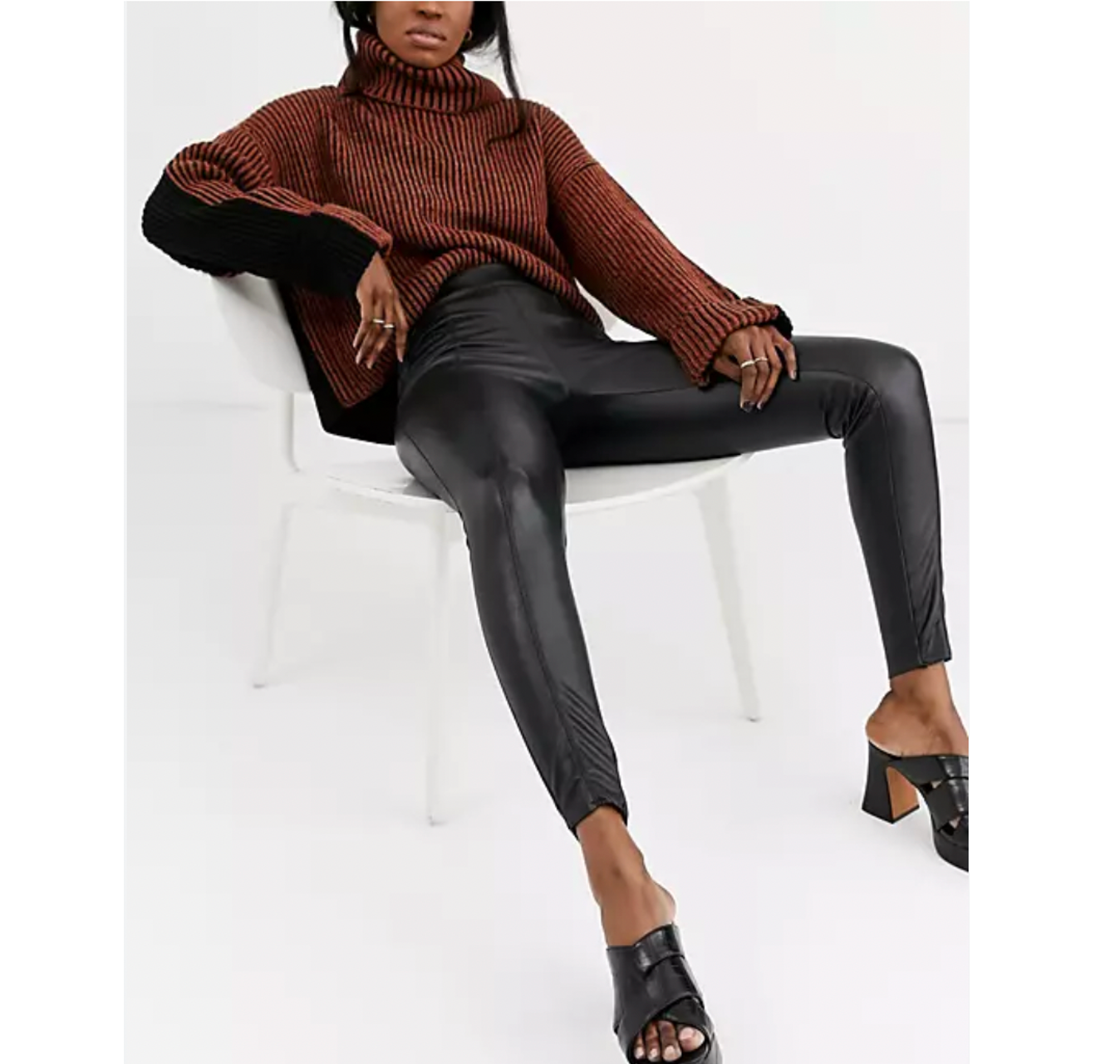 Topshop Tall black faux leather leggings – Manifesto Woman