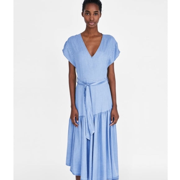 Zara hot sale chambray dress