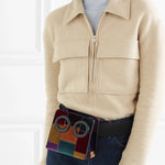BOYY 'Deon' velvet & leather belt bag available at Manifesto Woman