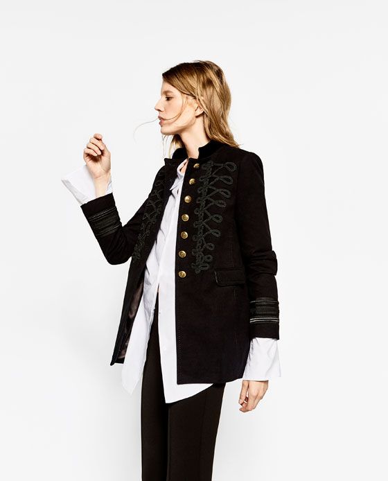 Zara tailored black military blazer 