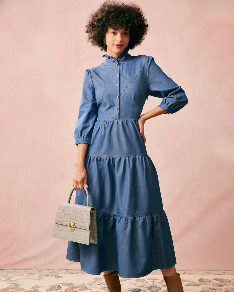 Rihoas tiered chambray midaxi dress - new UK12 – Manifesto Woman