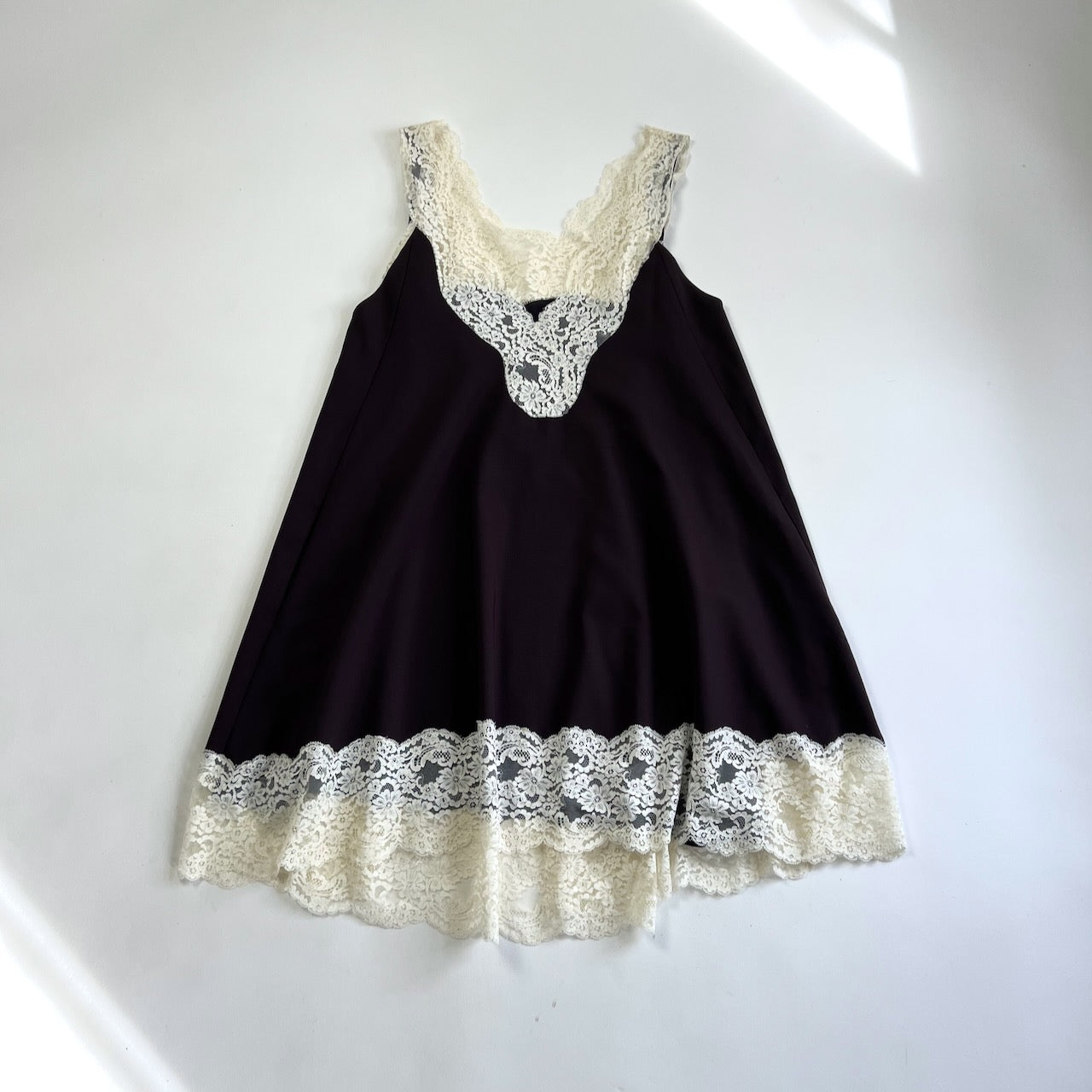 Chloe plum wool, silk & lace swing dress