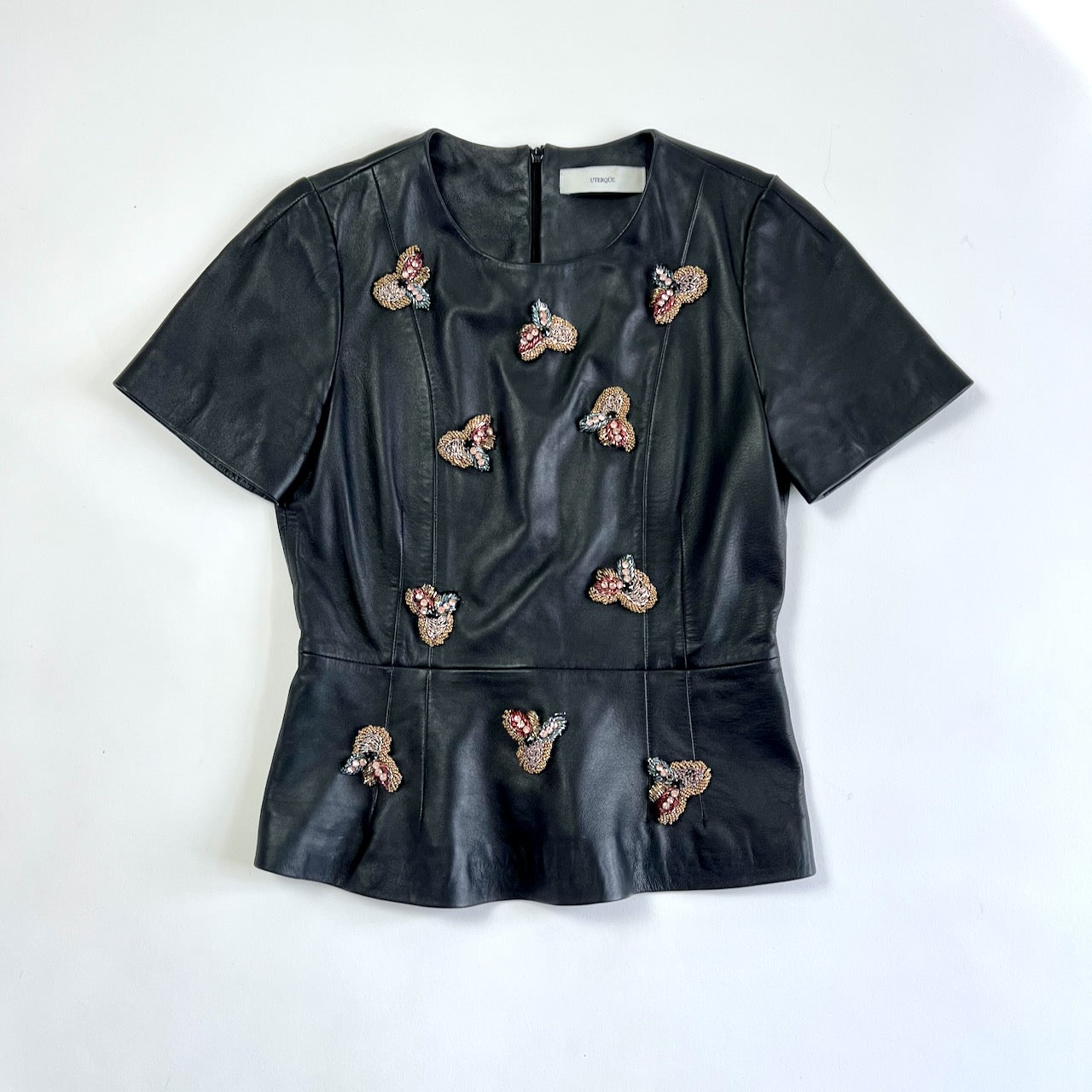 Uterque embellished leather top 