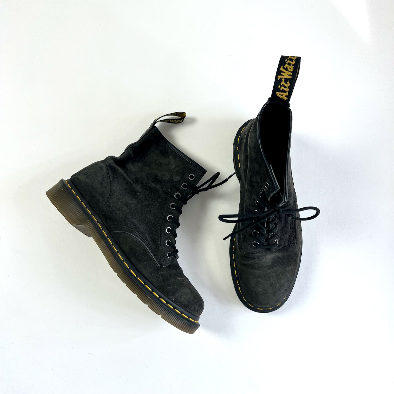 Dr Martens charcoal suede lace up boots