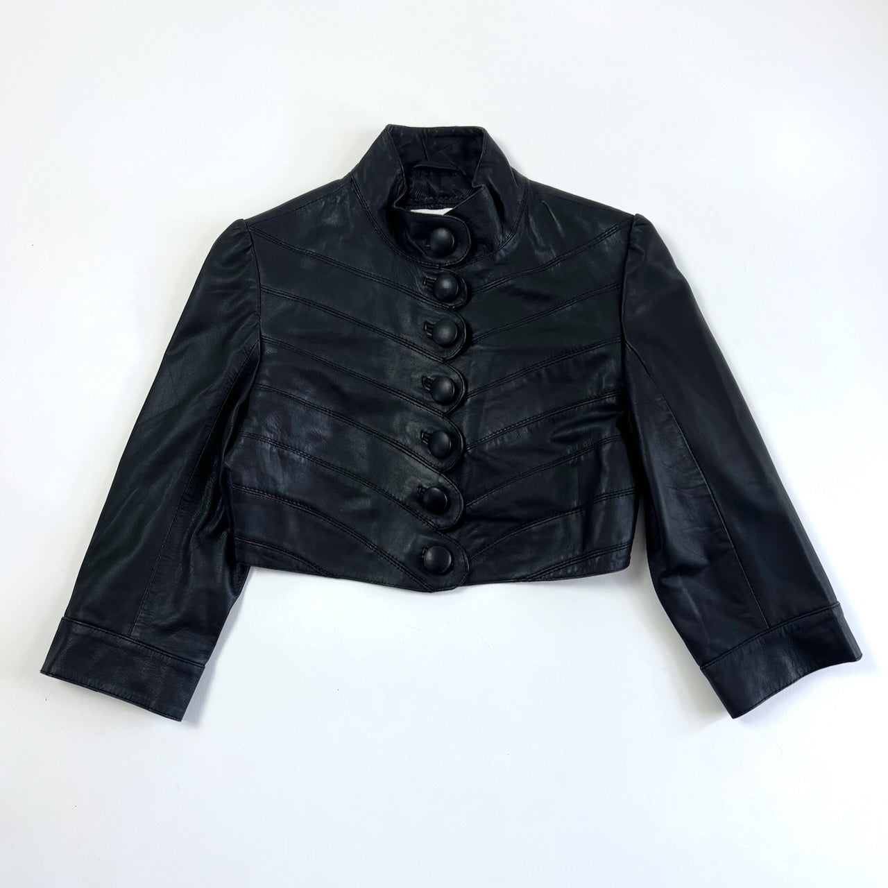 Gestuz cropped black leather jacket