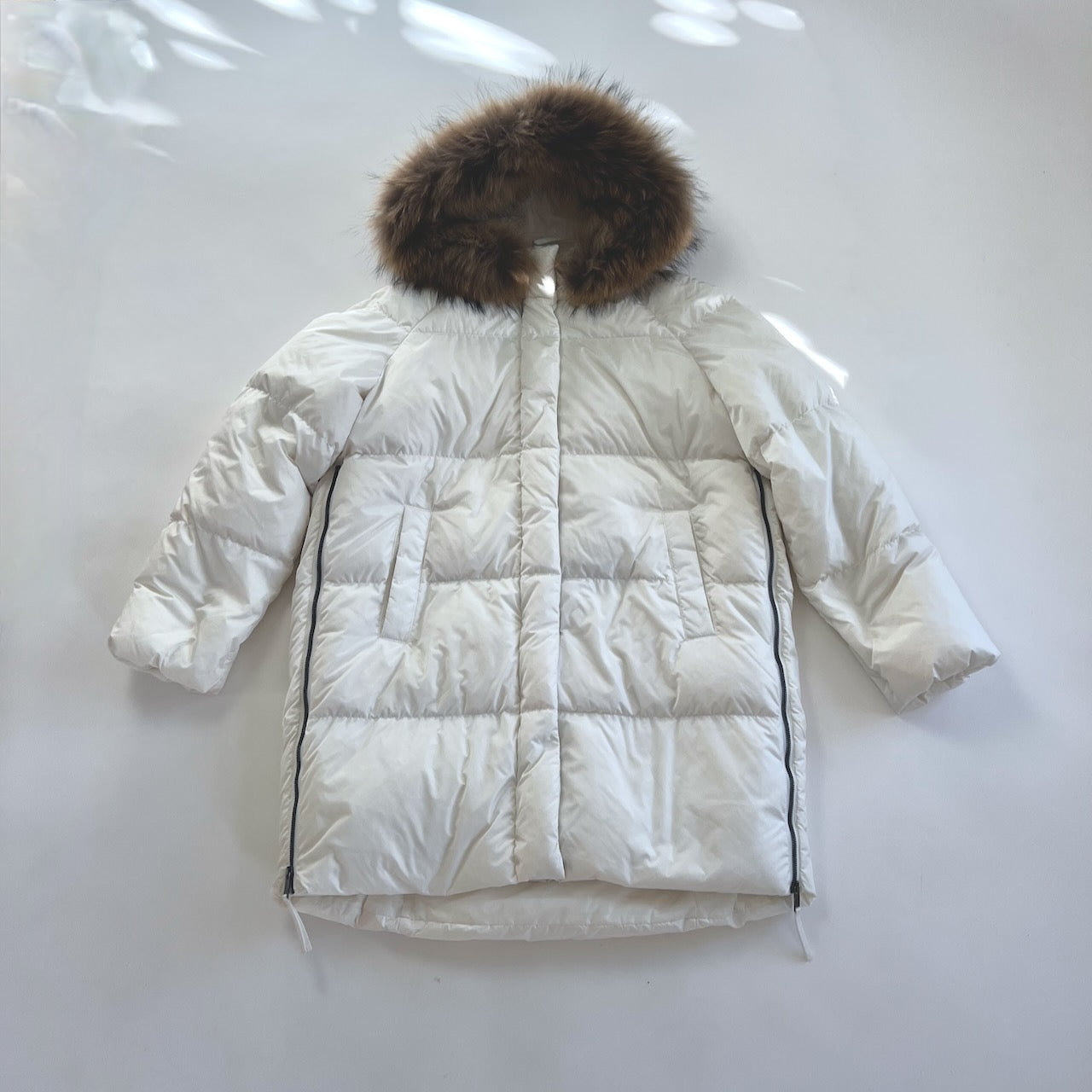 Max mara coat outlet with fur hood