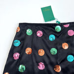 Rixo polka dot sequin black silk midi skirt 