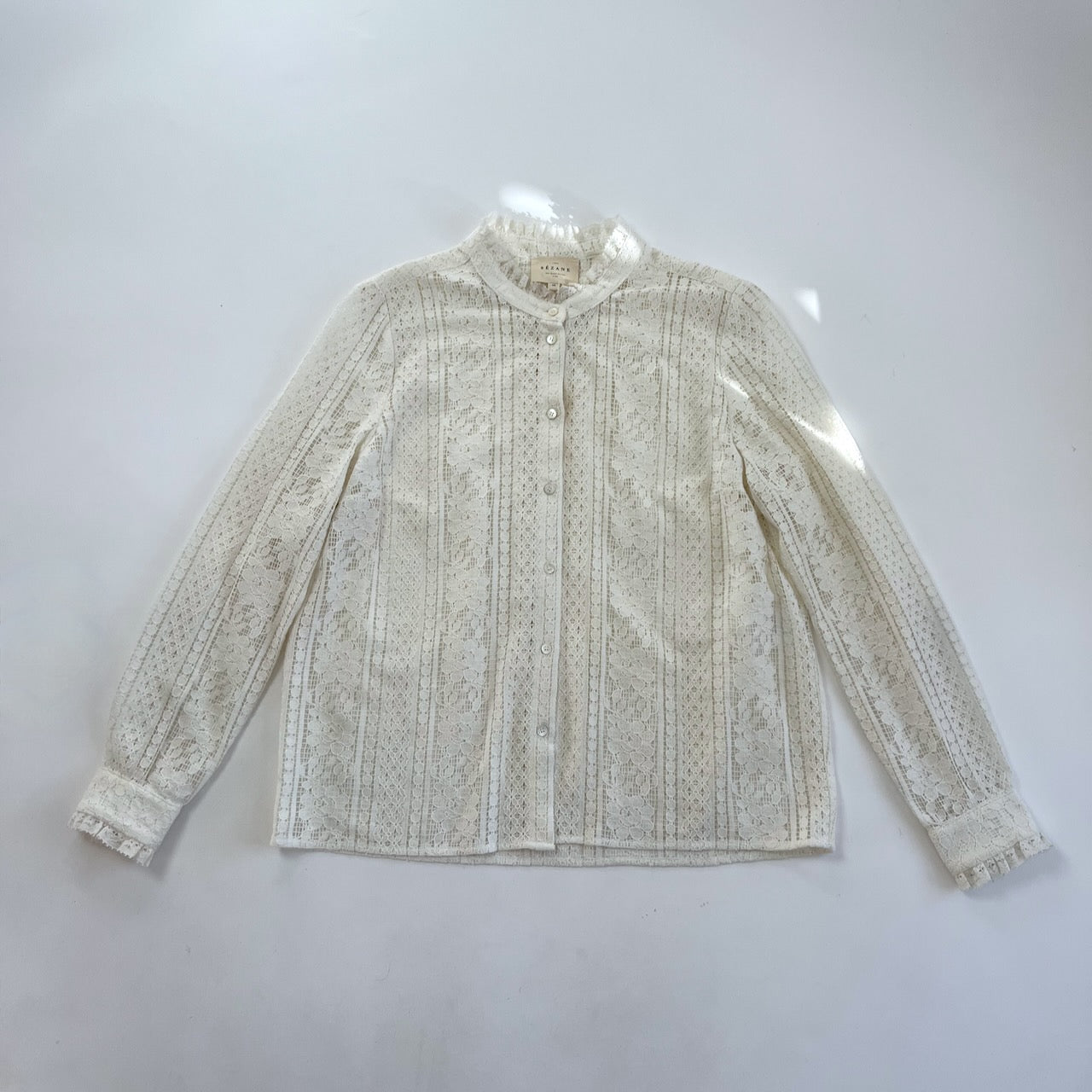 Sezane 'Cuzco' white lace shirt