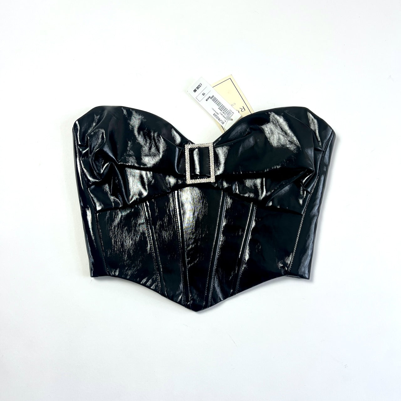 Rozie Corsets black laquer boned corset