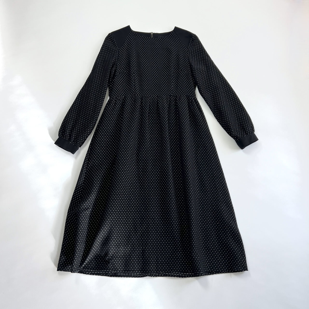 Lowie black pin spot embroidered midi dress UK10 - UK12