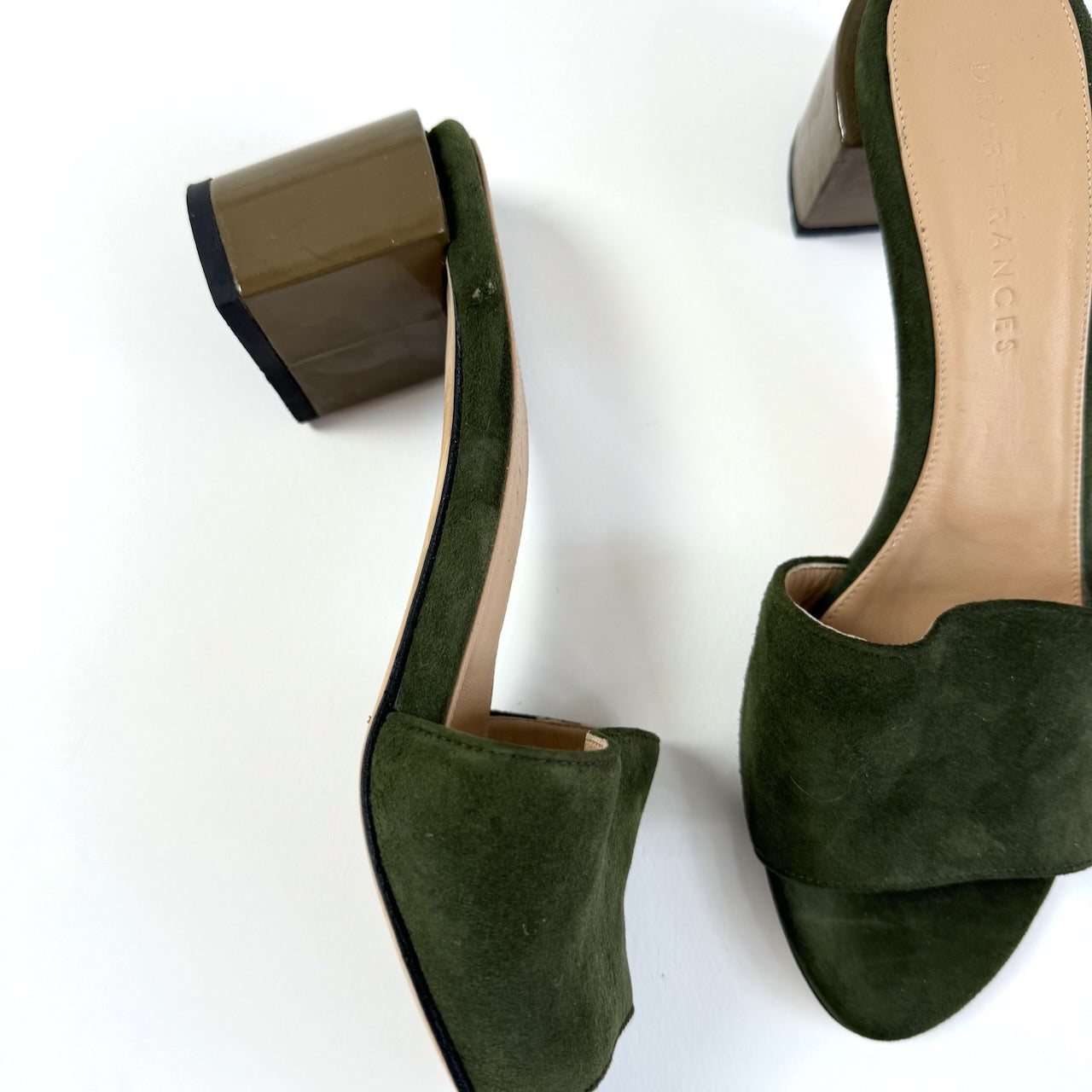 Green hot sale suede mules