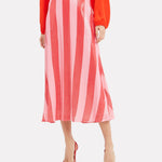Olivia Rubin red & pink stripe sequin midi skirt 