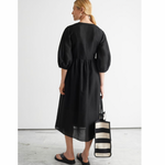& Other Stories black linen blend wrap midi dress