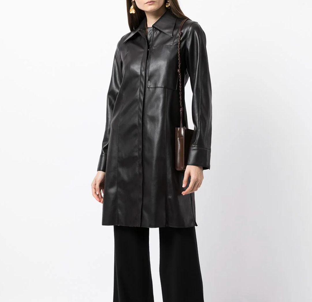 Low Classic black faux leather long shirt 