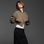 Zara cropped khaki wool blend bomber jacket
