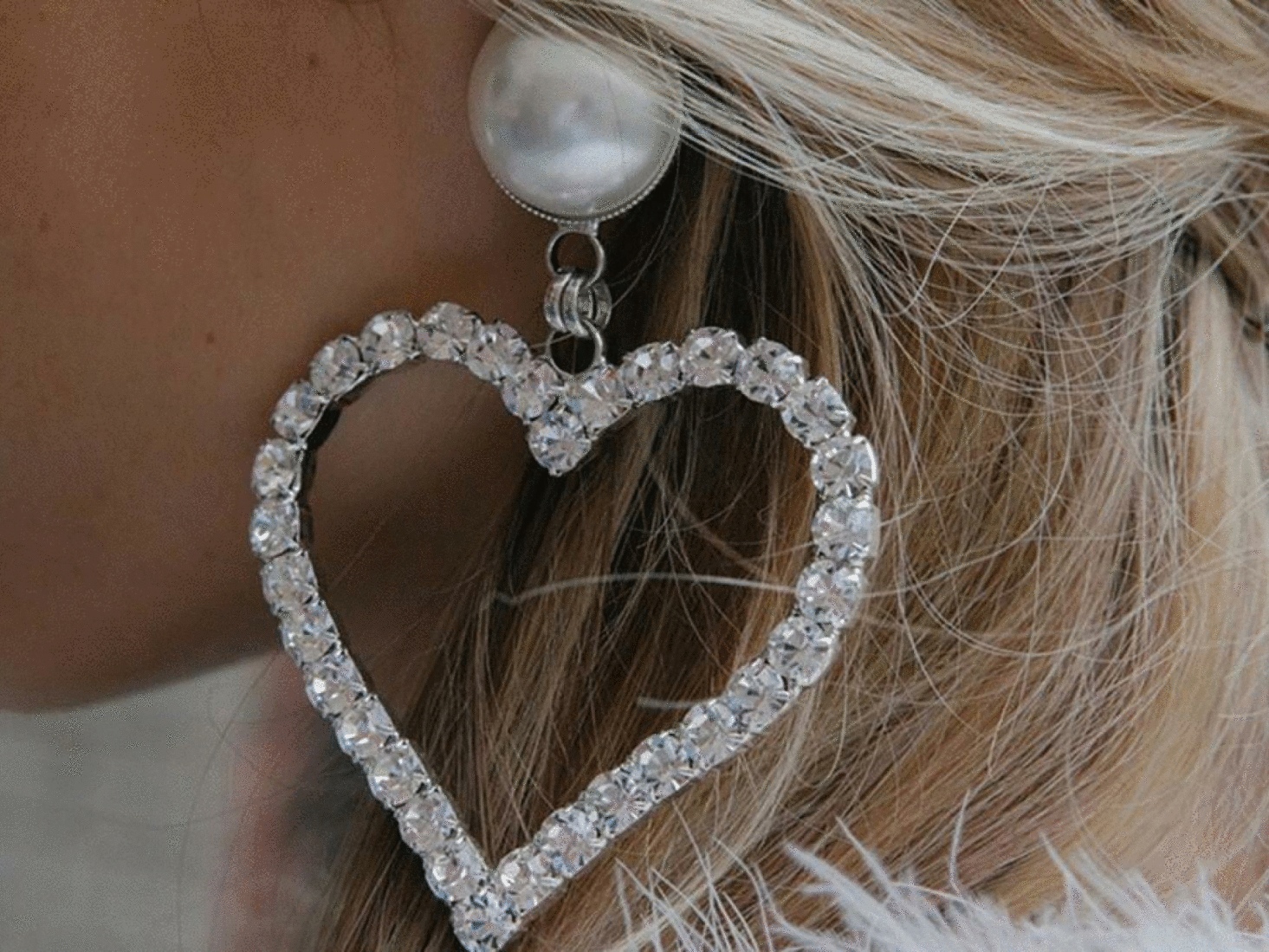 Alessandra Rich crystal embellished heart drop earrings