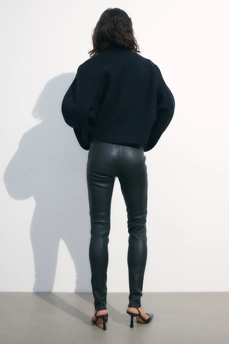 H&M skinny black leather leggings UK12 – Manifesto Woman
