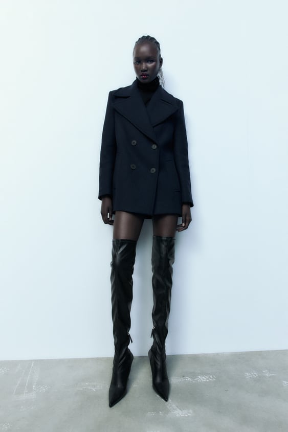 Zara black over store the knee boots