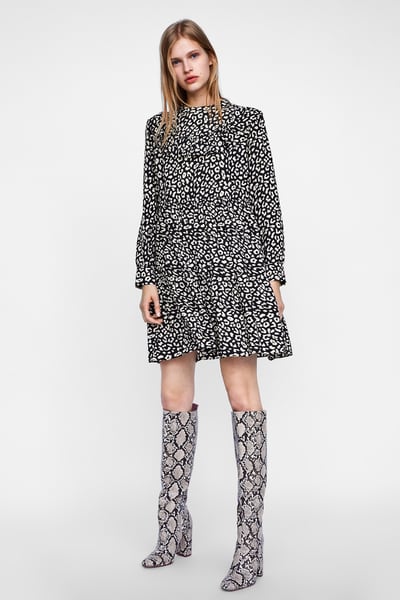 Ruffled animal 2024 print dress zara