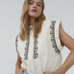 Sofie Schnoor ivory embroidered quilted vest