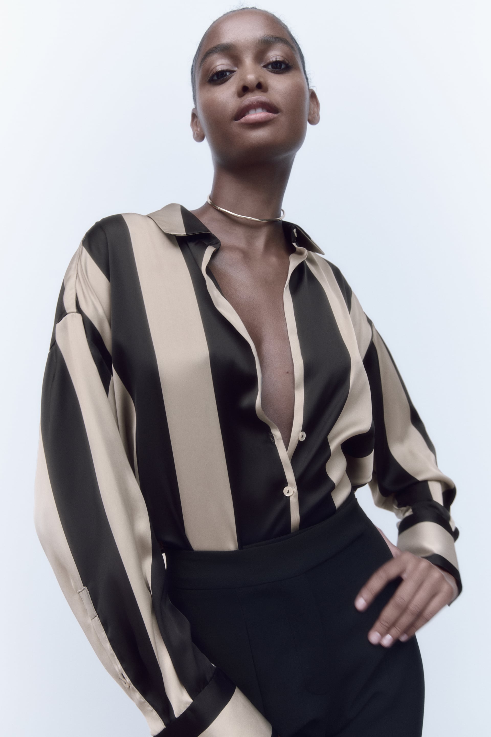 Zara striped satin shirt current season Manifesto Woman