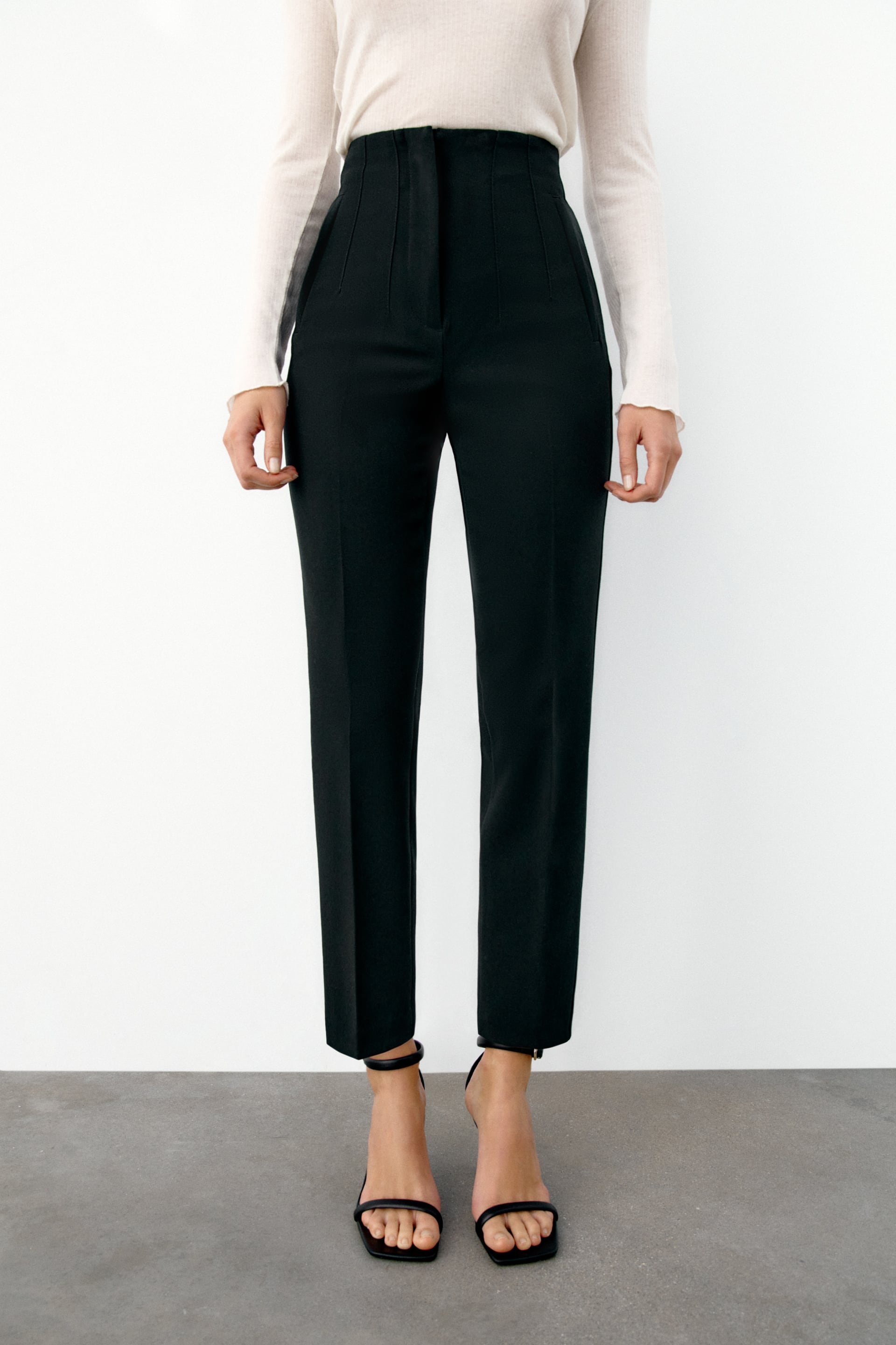 Zara black high-waisted trousers
