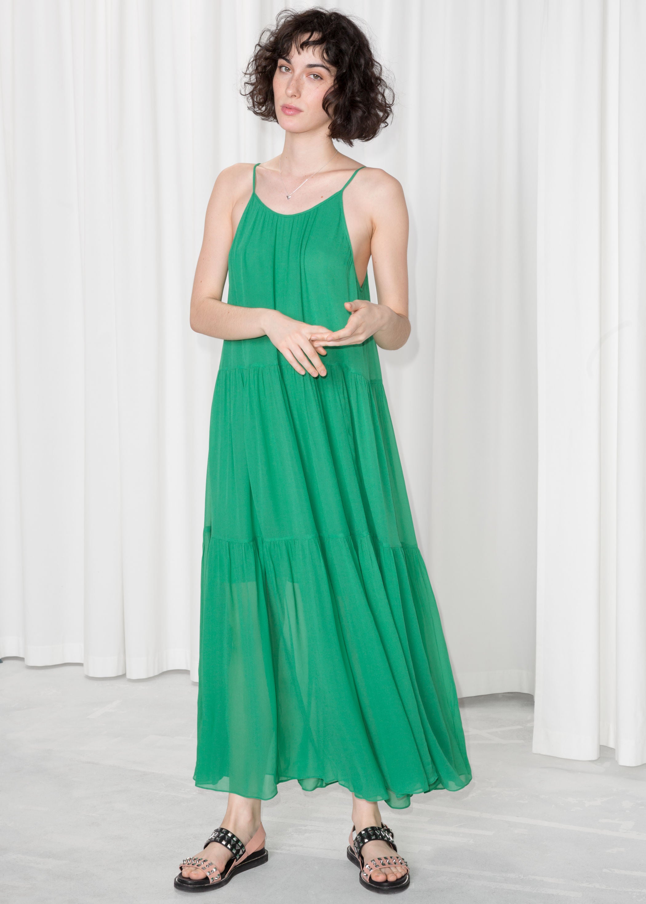 & Other Stories apple green tiered maxi dress