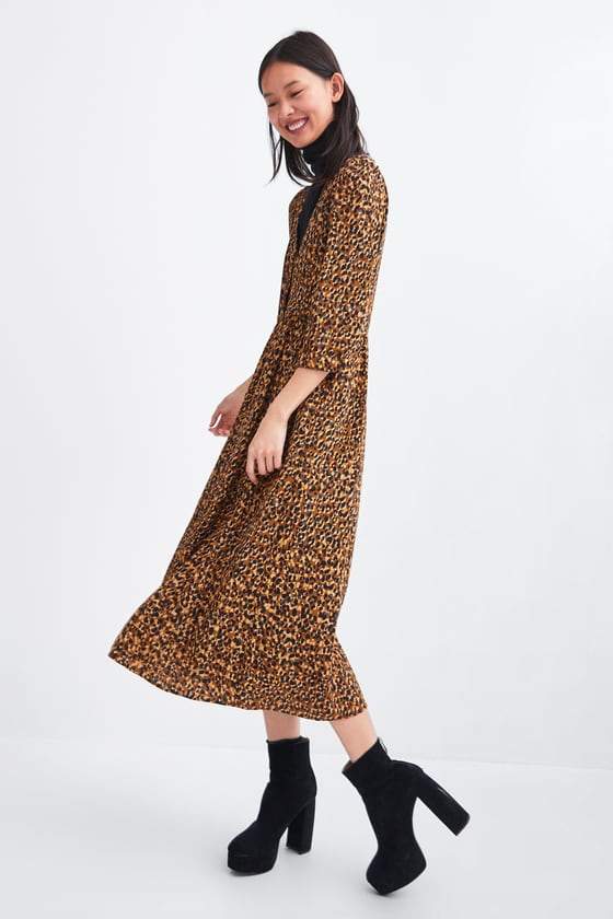 Zara trf best sale leopard dress