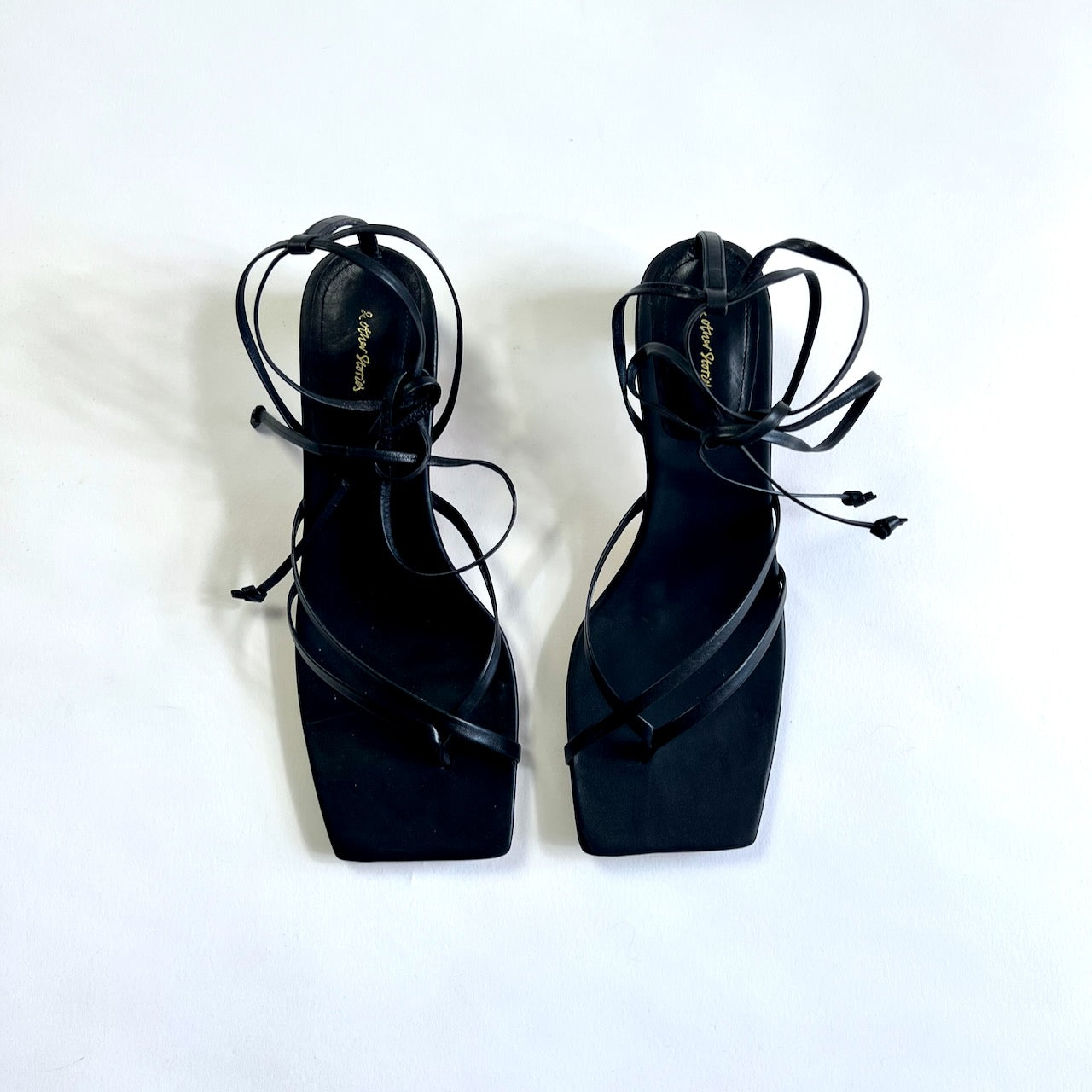 & Other Stories black leather strappy heels