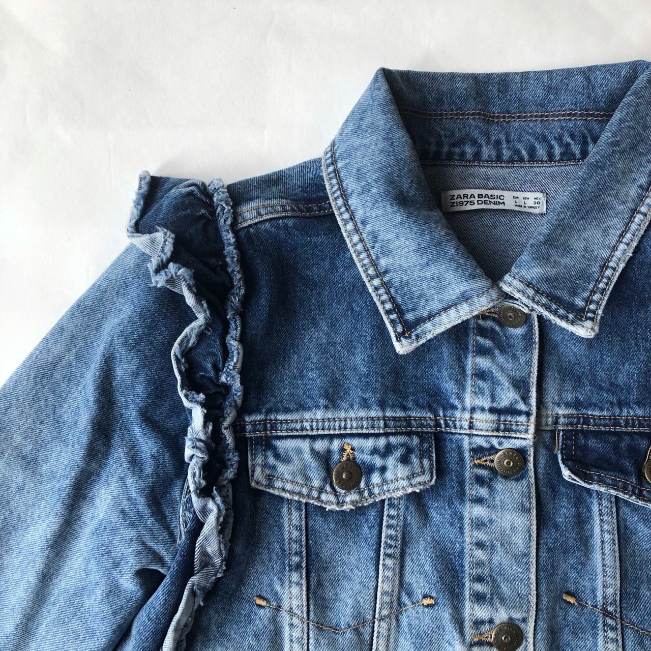 Frill denim 2025 jacket zara