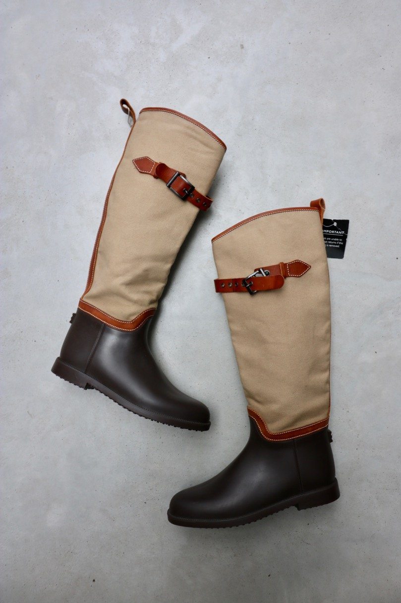Chloe rubber & canvas knee high boots
