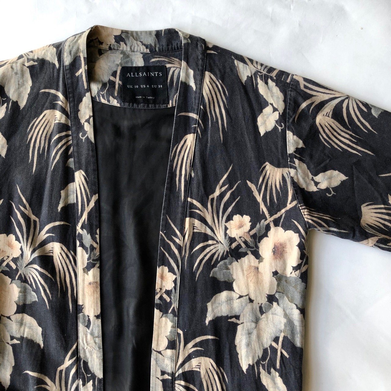 All Saints bold floral kimono duster coat