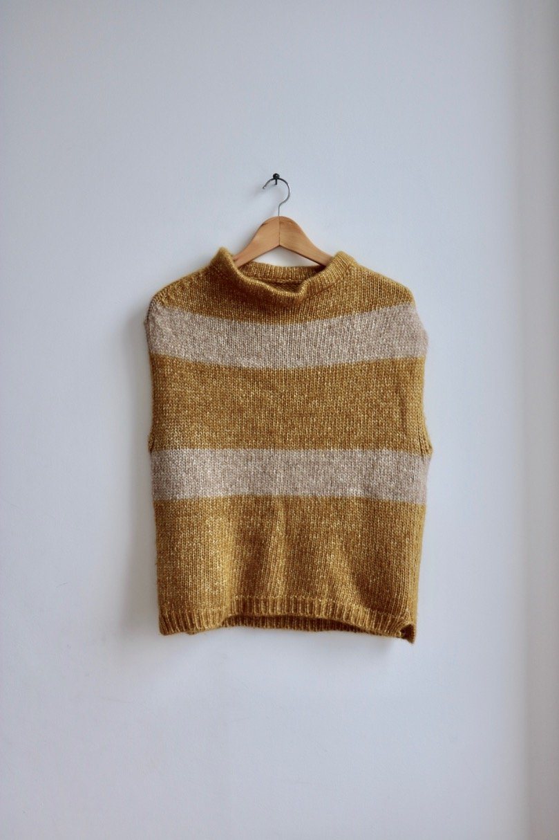 Humanoid knitted striped vest jumper