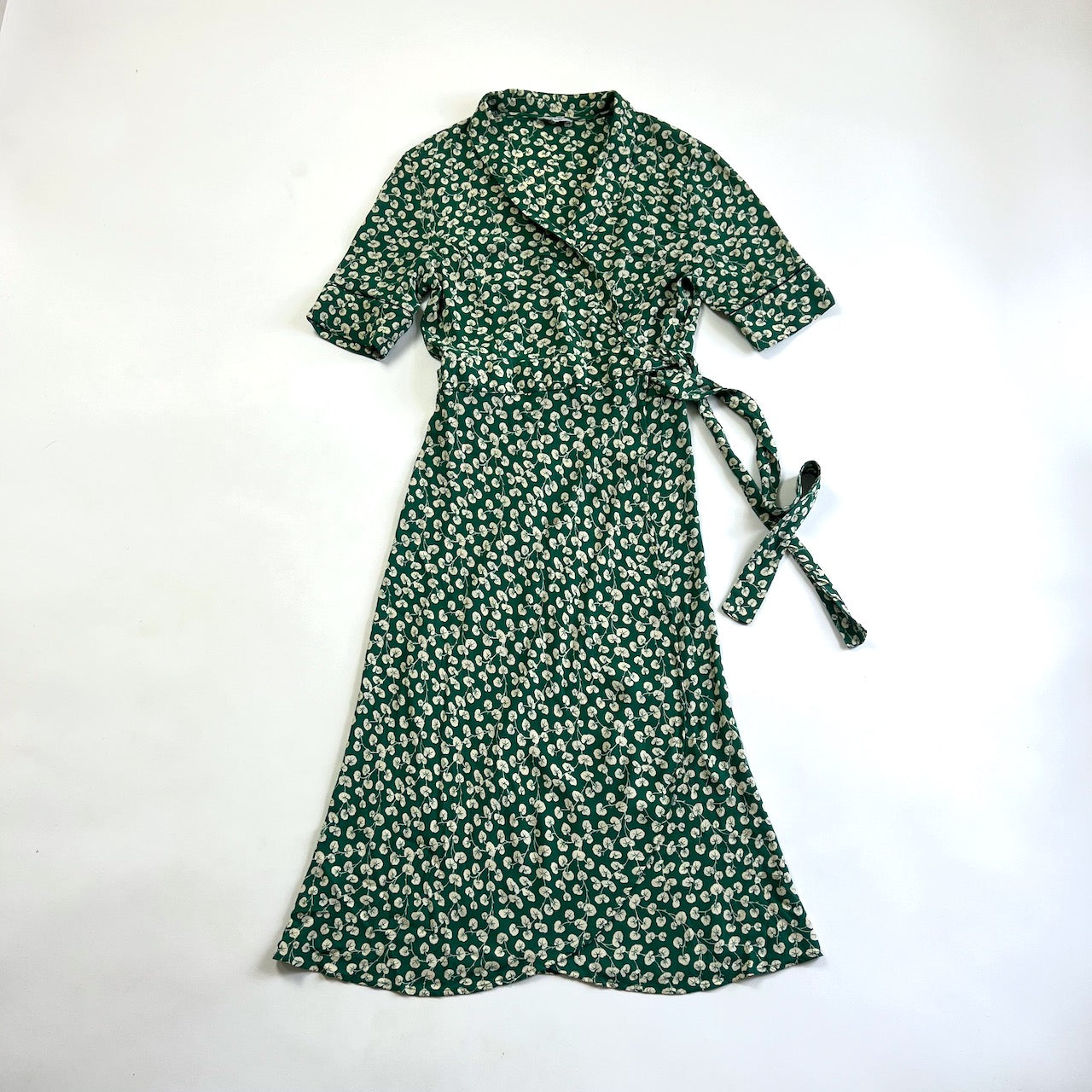 Ganni dalton crepe shop dress verdant green