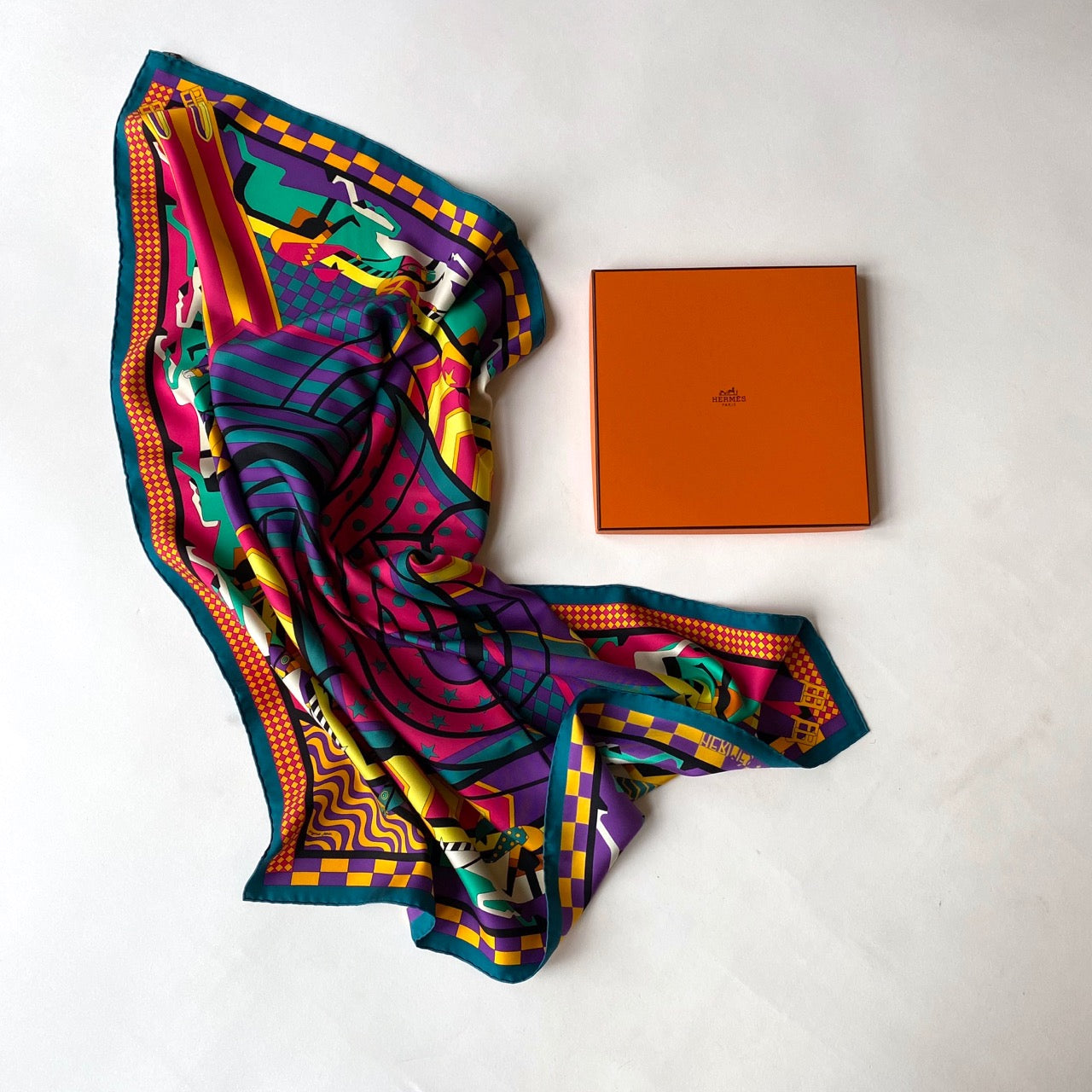 Hermes silk twill steeple chase scarf - new – Manifesto Woman