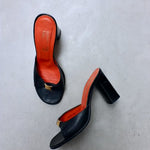 Vintage Patrick Cox Wannabe black leather heeled mules