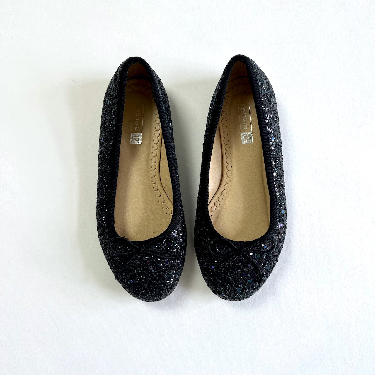 John Lewis black glitter flats UK12/ EU31 – Manifesto Woman