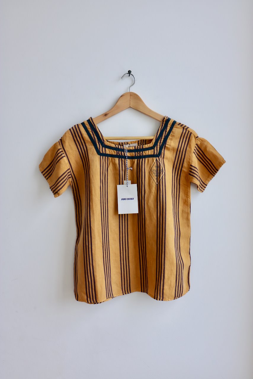 Bobo Choses mustard striped nautical blouse top for girls