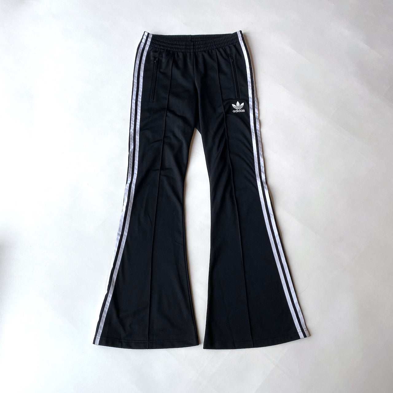 Adidas originals three stripe flared track pants in outlet black